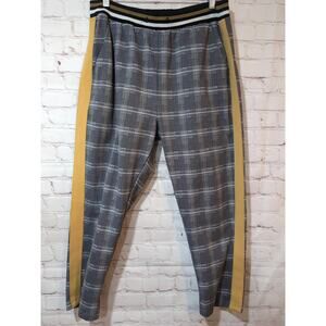 Zara Plaid Cotton Blend Side Stripe Knit Jogger Cropped Pants L Athleisure